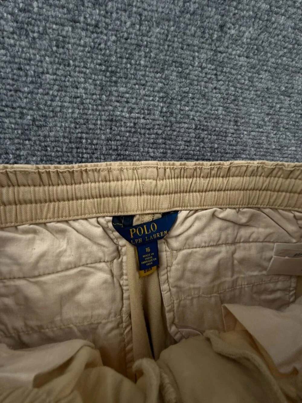 Polo Ralph Lauren Pants Women Beige Capri Size 16 Adult Cotton Elastic Waist